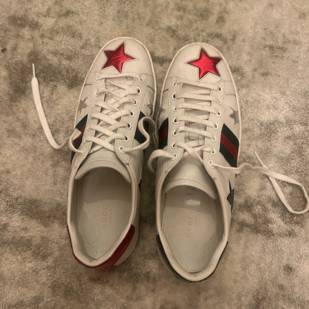 Gucci White and Red Star Sneakers
